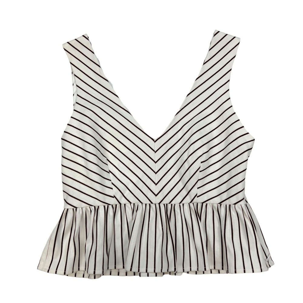 Intermix Lenny Striped Peplum Tailored Cotton Top Size S - Picture 2 of 10